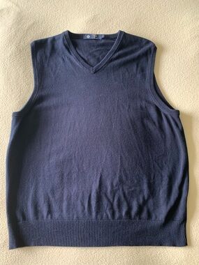 J. Crew Men's Navy V-Neck Sweater Vest 100% cotton